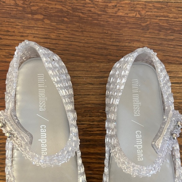 Mini Melissa Campana Kids Glittery Silver MaryJane Flats - Picture 2 of 7